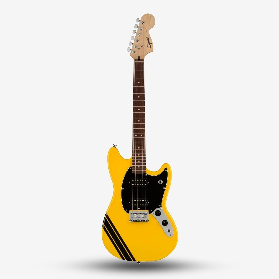 Squier FSR Bullet Competition HH Mustang Guitar w/ Black Stripes, Laur –  GUITARLICIOUS