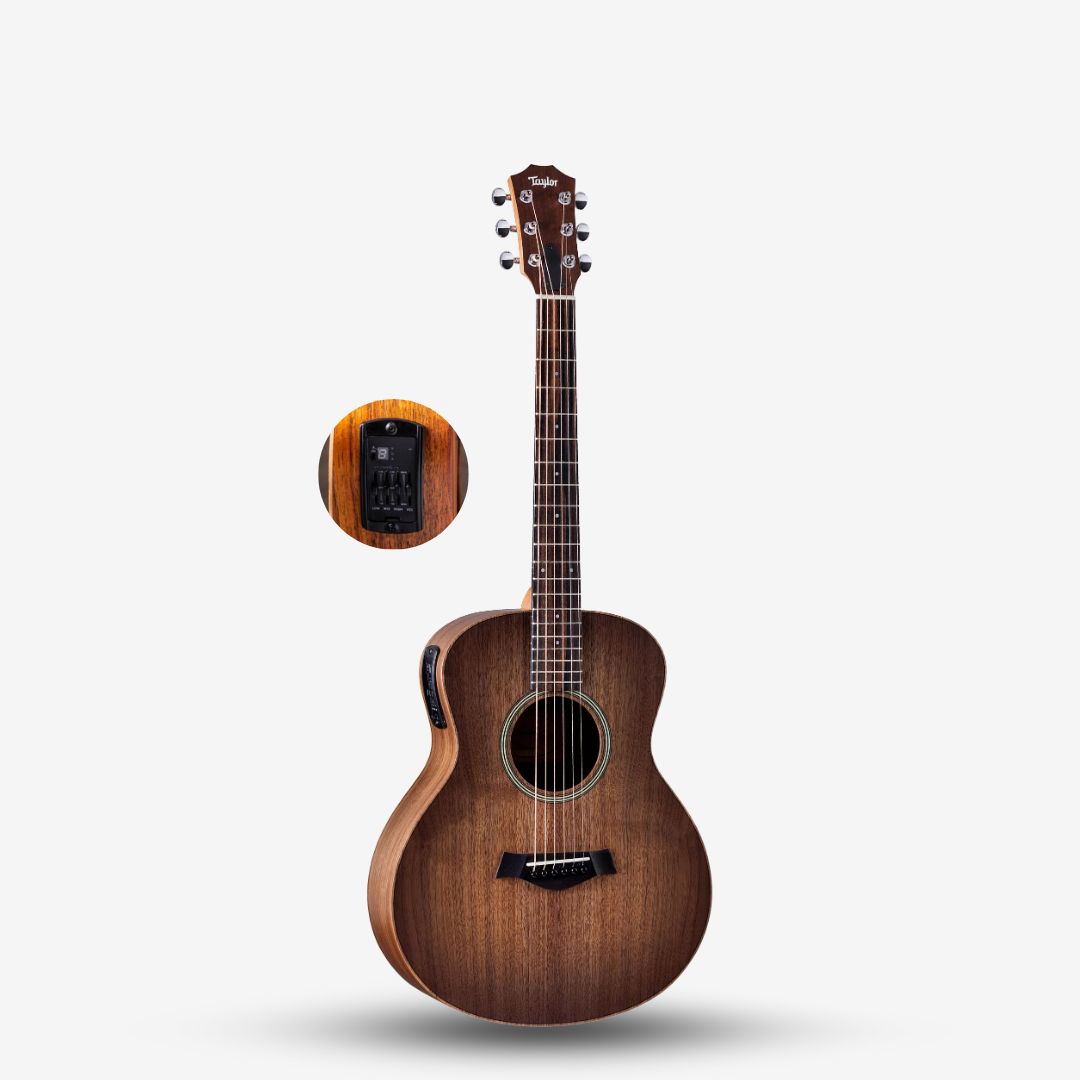 Taylor GS Mini-e Walnut SEB Acoustic Electric Guitar, Shaded Edge Burs –  GUITARLICIOUS