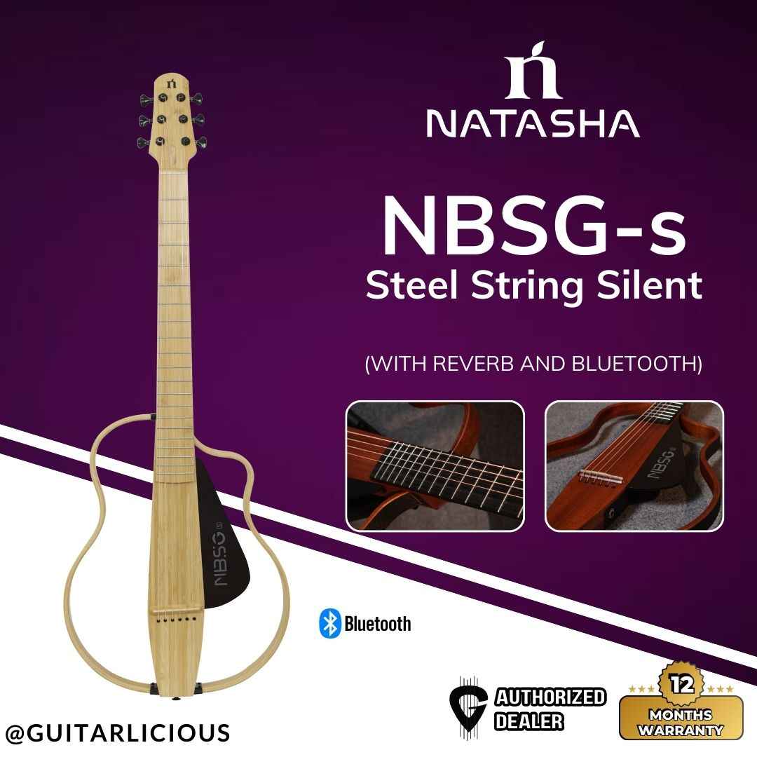 Natasha NBSG-s Steel String Silent Smart Guitar - Natural