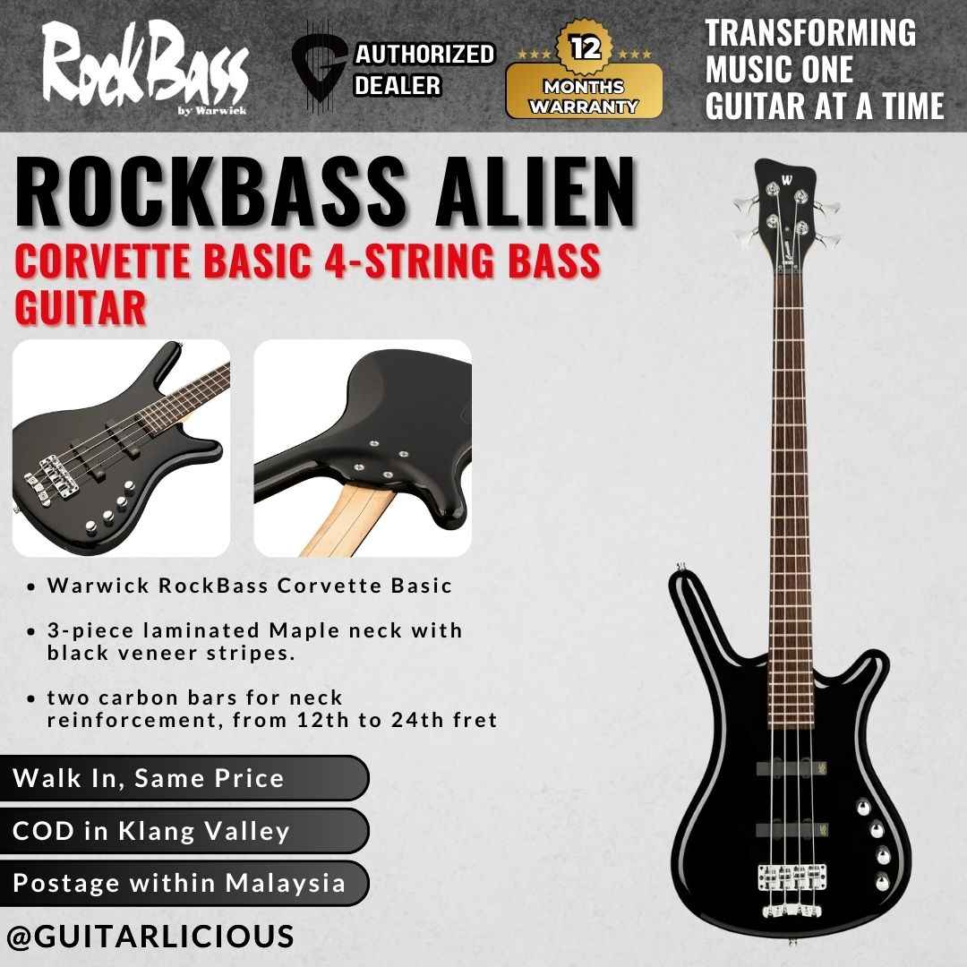 Warwick RockBass Corvette Basic 4-String Bass Guitar, Short Scale Warwick RockBass Corvette Basic 4-String Bass Guitar, Short Scale