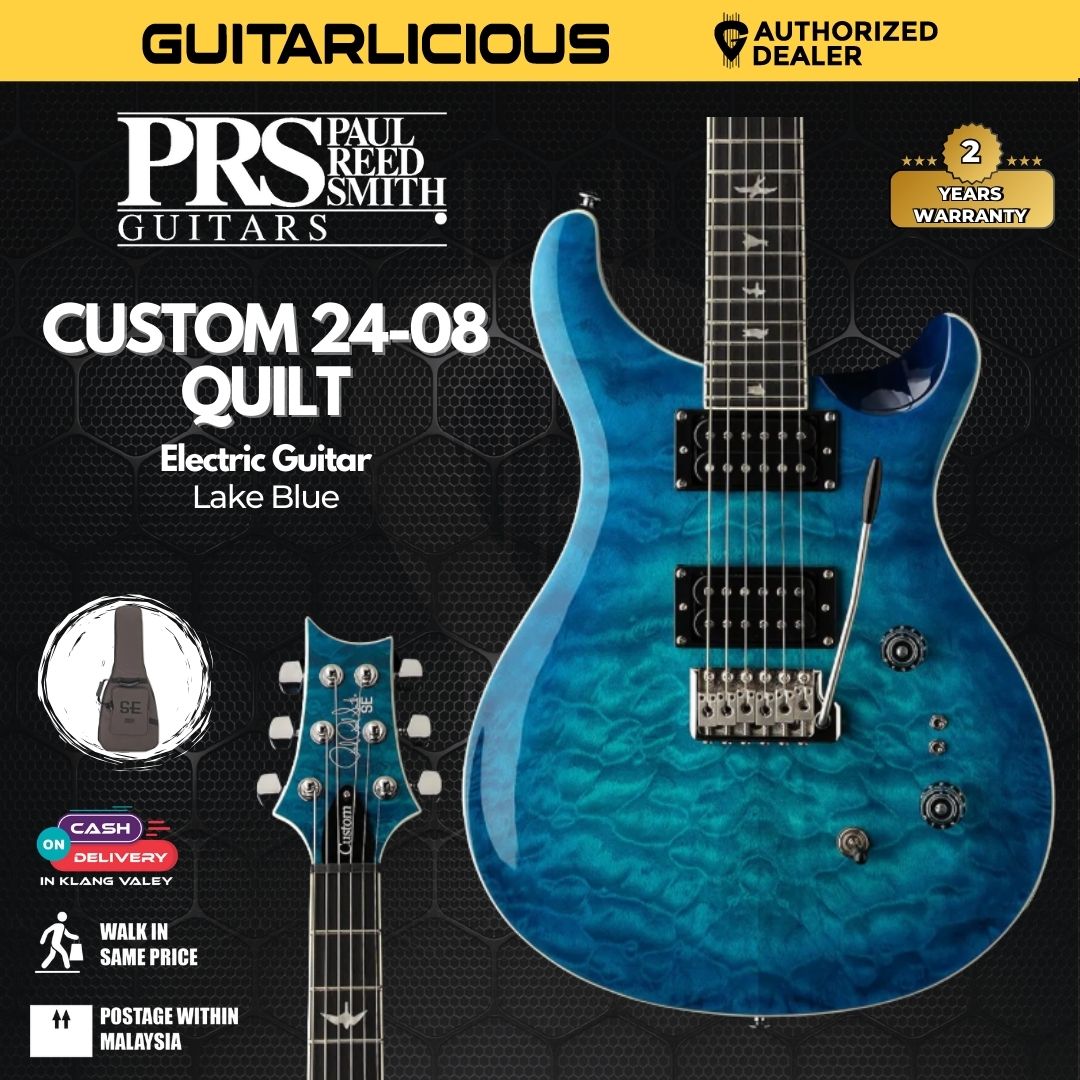PRS SE Custom 24-08 Quilt Electric Guitar, Lake Blue – GUITARLICIOUS