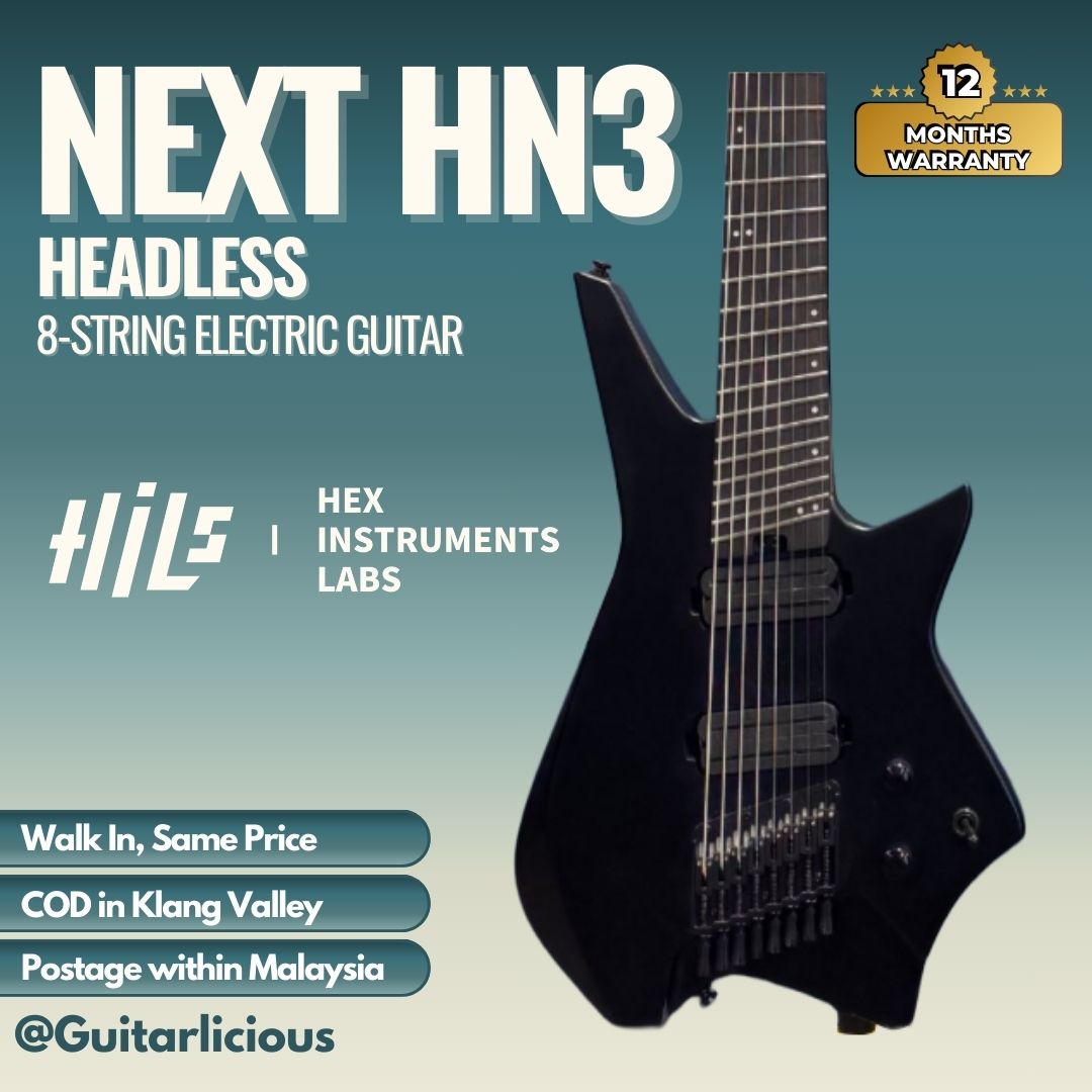 HILS HZ8 Headless 8-String Electric Guitar - Satin Black