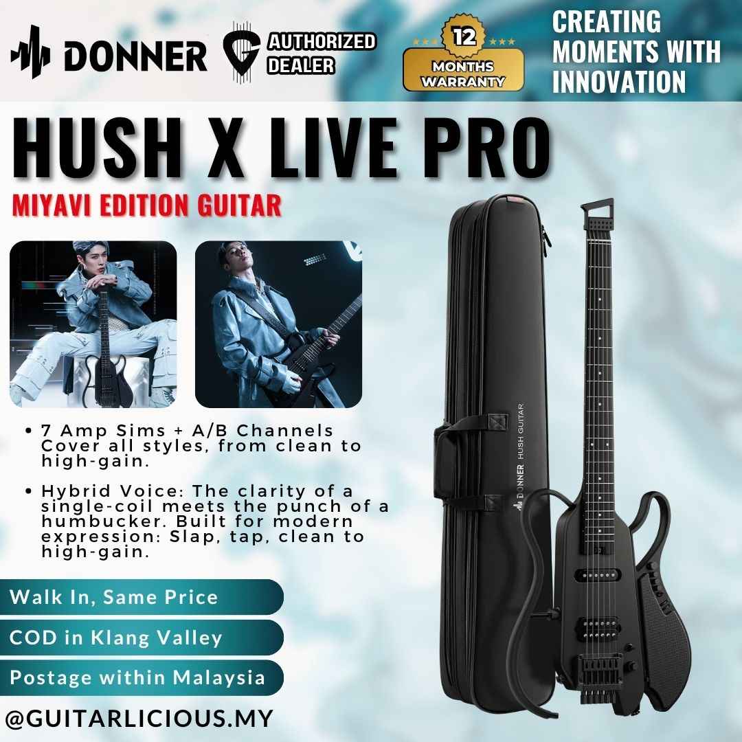 Donner HUSH X LIVE PRO MIYAVI Travel Guitar - EC7700