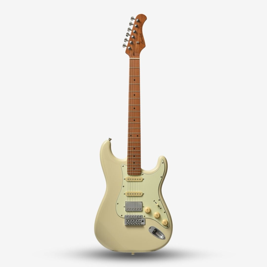 Bacchus BST-2-RSM/M Roasted Maple Fretboard, Stratocaster Electric Guitar  w/ Bacchus SSH Pickups - Olympic White / BST2