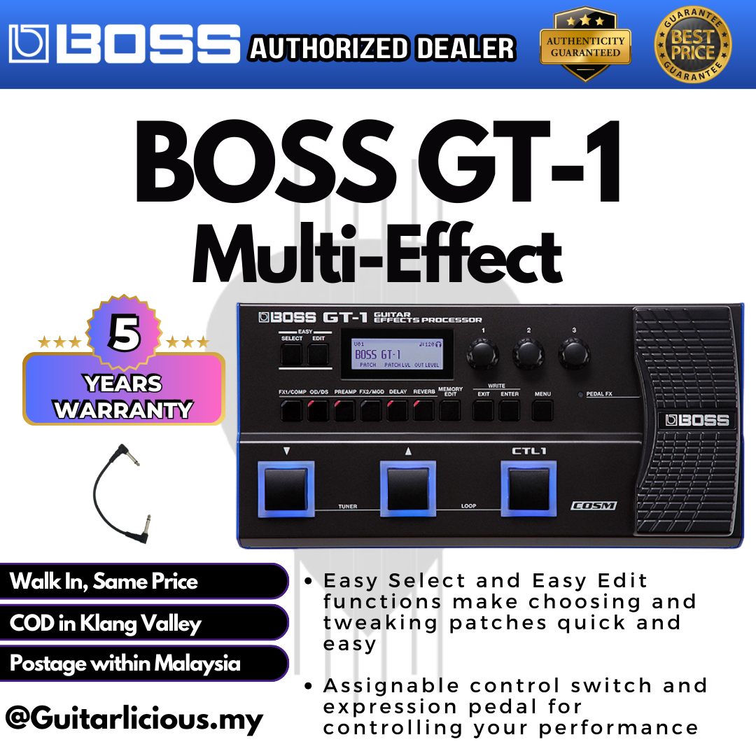 boss gt 1 expression pedal BOSS GT-1 Multi-Effects Guitar Pedal (GT-1 / GT1 / GT 1) – GUITARLICIOUS