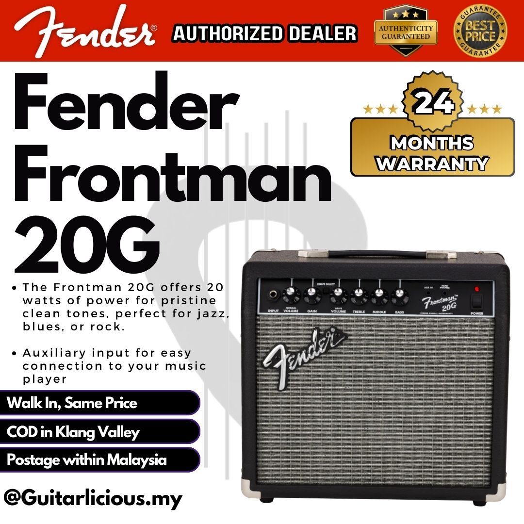 Fender Frontman 20G Guitar with Overdrive Combo Amplifier (20watts / F –  GUITARLICIOUS