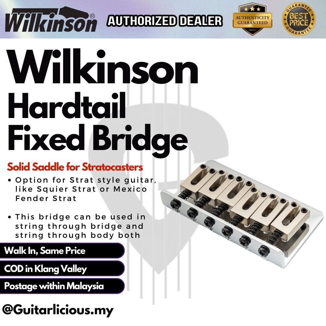 Wilkinson 52.5mm(2-1/16 inch) String Spacing Hardtail Fixed Bridge Vintage Bent Saddle for Squier/Mexico Fender Strat Electric Guitar, Chrome Wilkinson 52.5mm(2-1/16 inch) String Spacing Hardtail Fixed Bridge Vintage Bent Saddle for Squier/Mexico Fender Strat Electric Guitar, Chrome