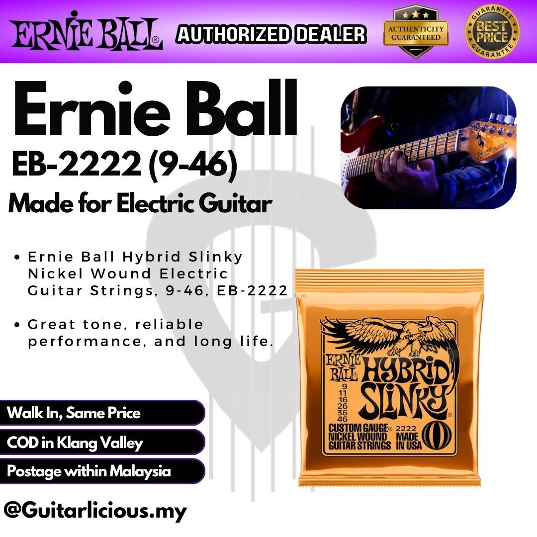 Nickel Wound Guitar Strings (#2222 Hybr… Ernie Ball 2222 Nickel Wound Hybrid Slinky Electric Guitar