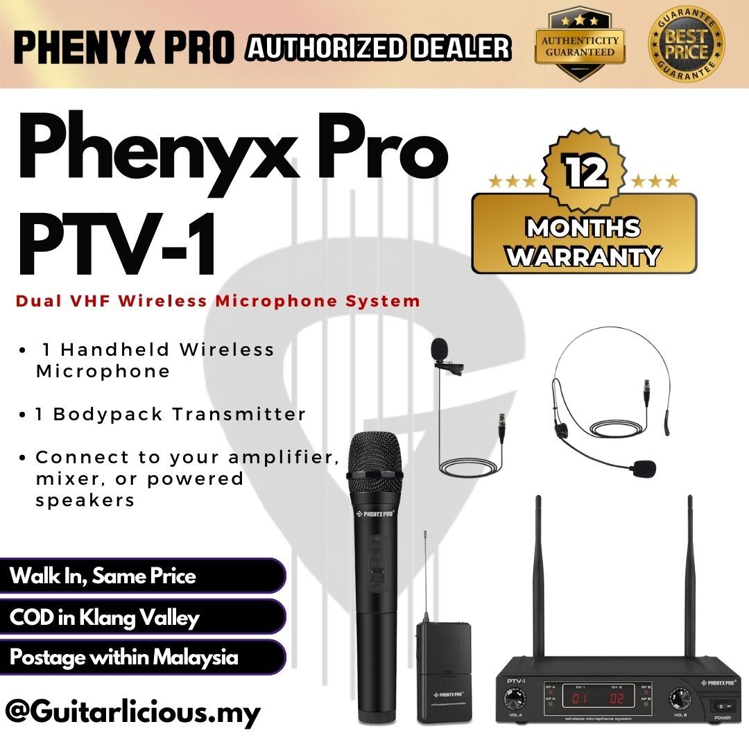 Phenyx PRO PTV-1 VHF Dual Wireless popular Microphone System