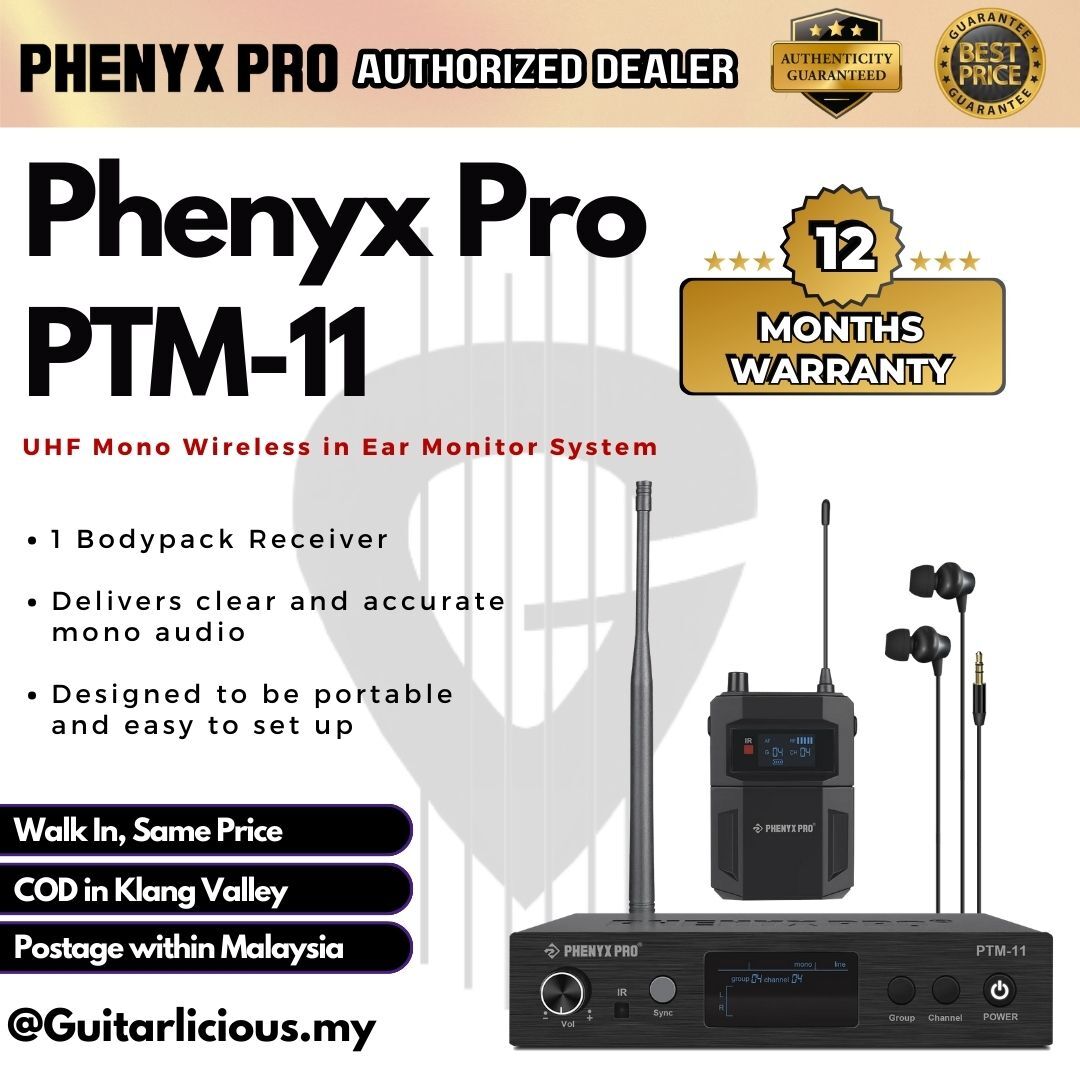 Phenyx Pro PTM-11 UHF Mono Wireless in Ear Monitor System with