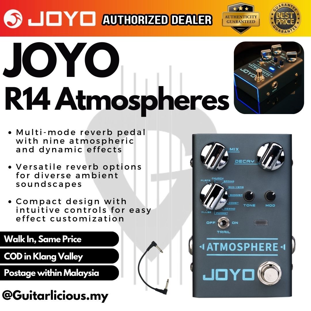 joyo r series pedals JOYO R-14 R-Series Atmospheres- Reverb Pedal, Multi-mode Reverb Effect Pedal w/9 Effects – GUITARLICIOUS