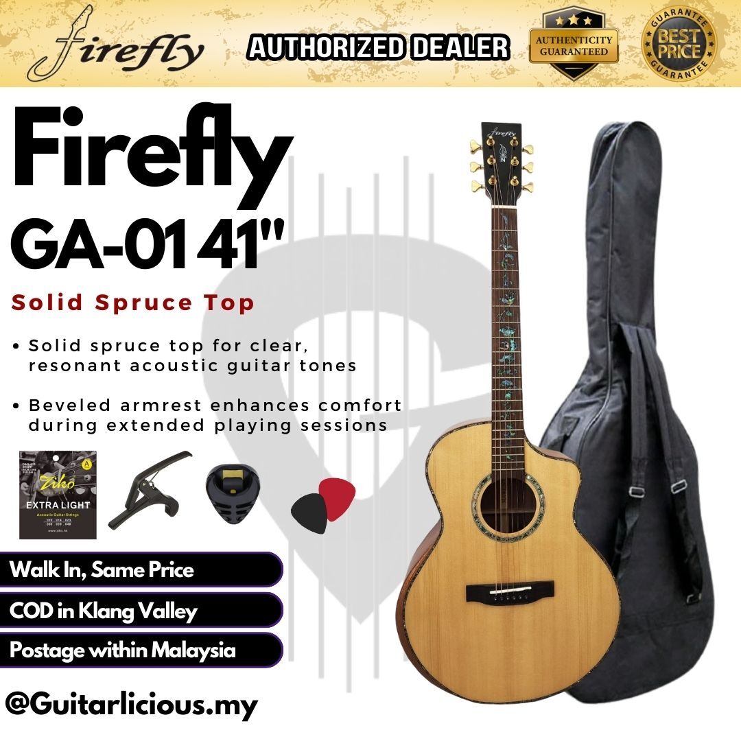 Firefly GA-01 Solid Spruce Top 41 inch Acoustic Guitar with 