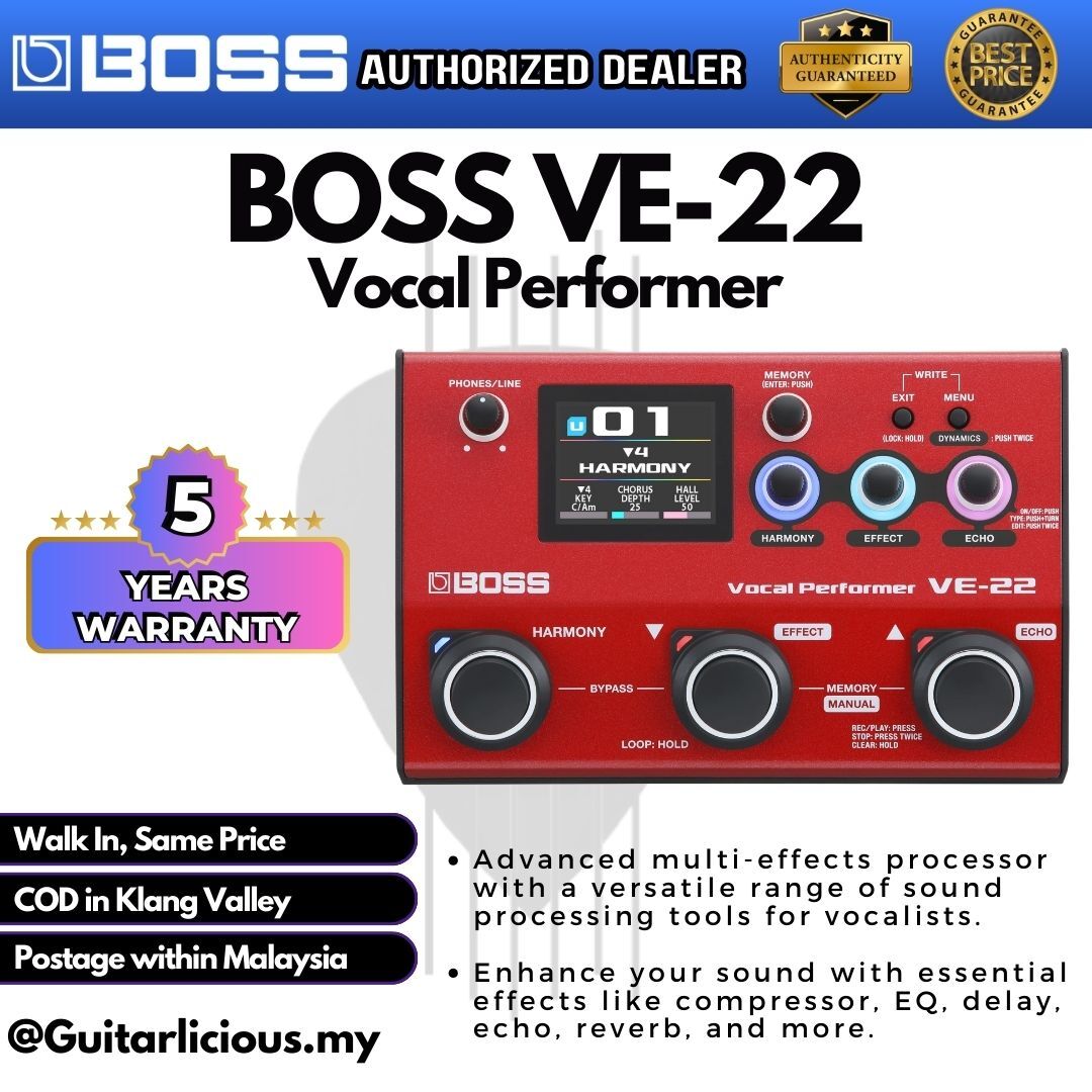 boss ve-22 vocal performer pedal Boss VE-22 Vocal Effects and Looper Pedal Harmonist Pedal Empower Your –  GUITARLICIOUS