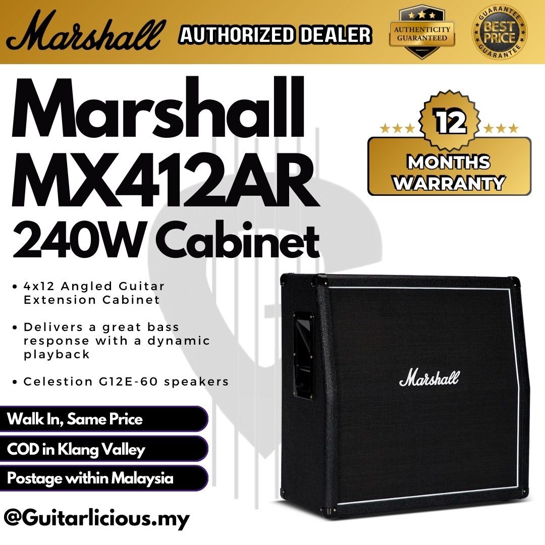 Marshall MX412AR 240W 4x12 Angled Guitar Extension Cabinet MX412