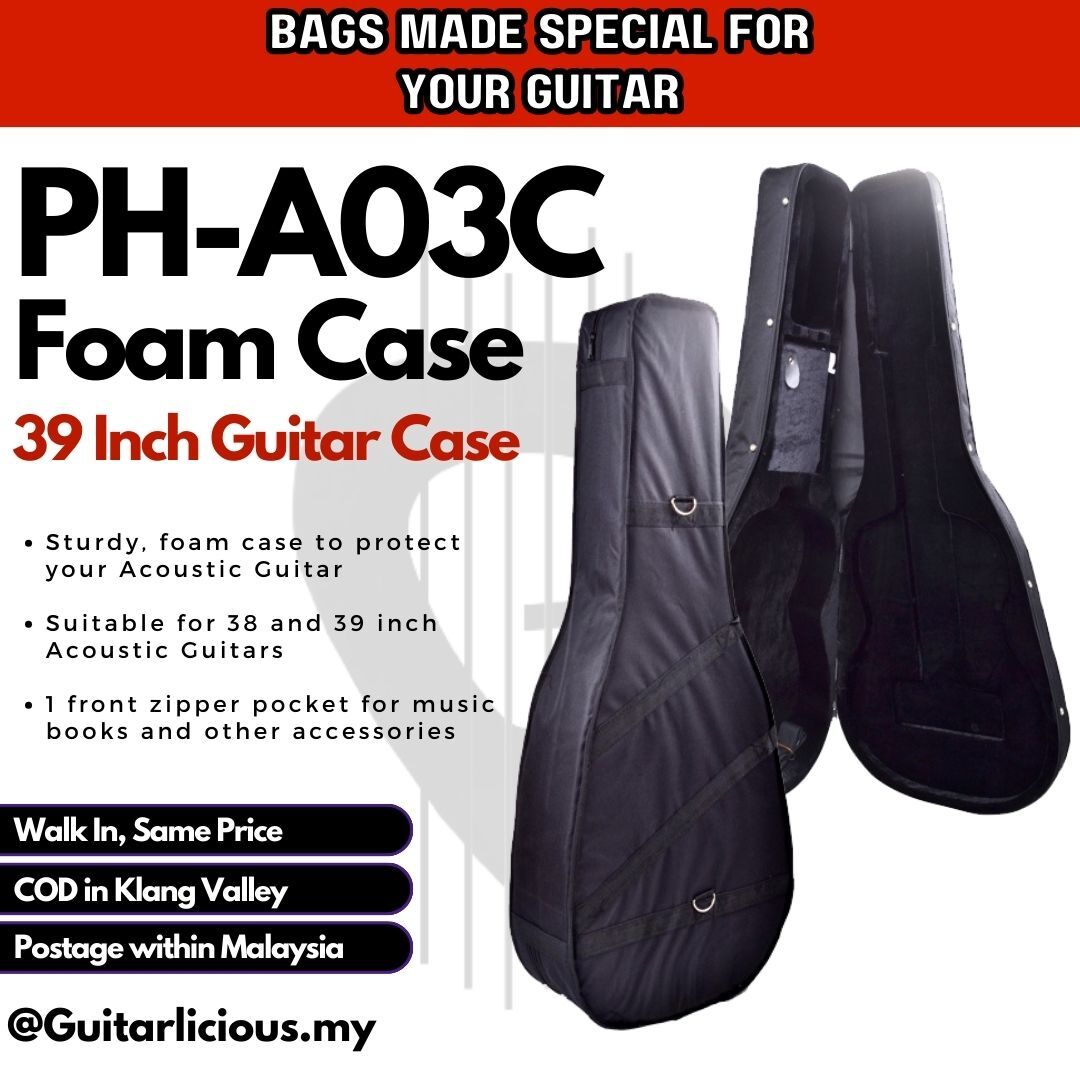 High Quality 39 inch Acoustic Classical Guitar Polyfoam Case (PH