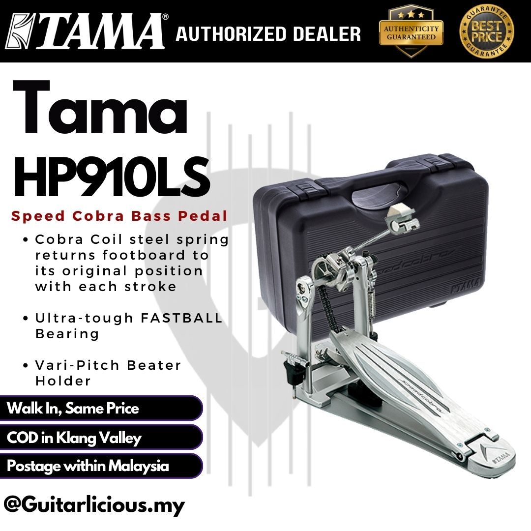tama speed cobra single pedal Tama HP910LS Speed Cobra Bass Pedal, Single Pedal with Hardcase –  GUITARLICIOUS