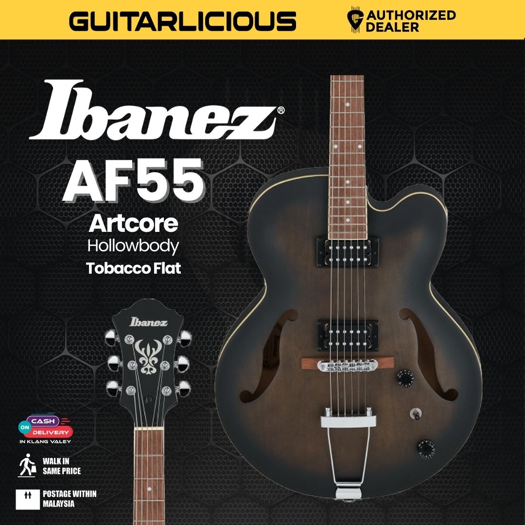 Ibanez Artcore AF55 Hollowbody Electric Guitar - Transparent Black Flat
