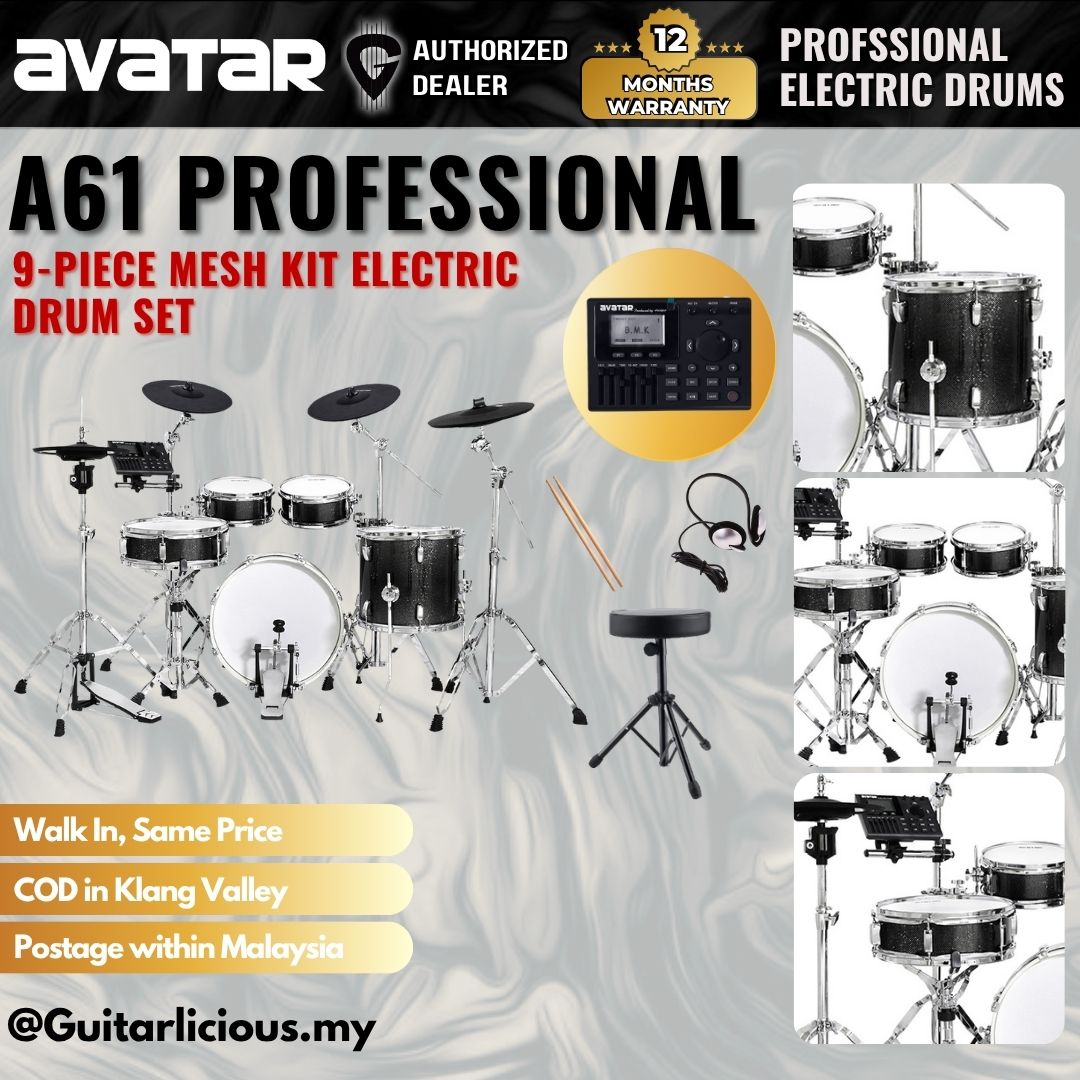 Avatar A61 Professional 9-Piece Mesh Kit Electric Drum Set with