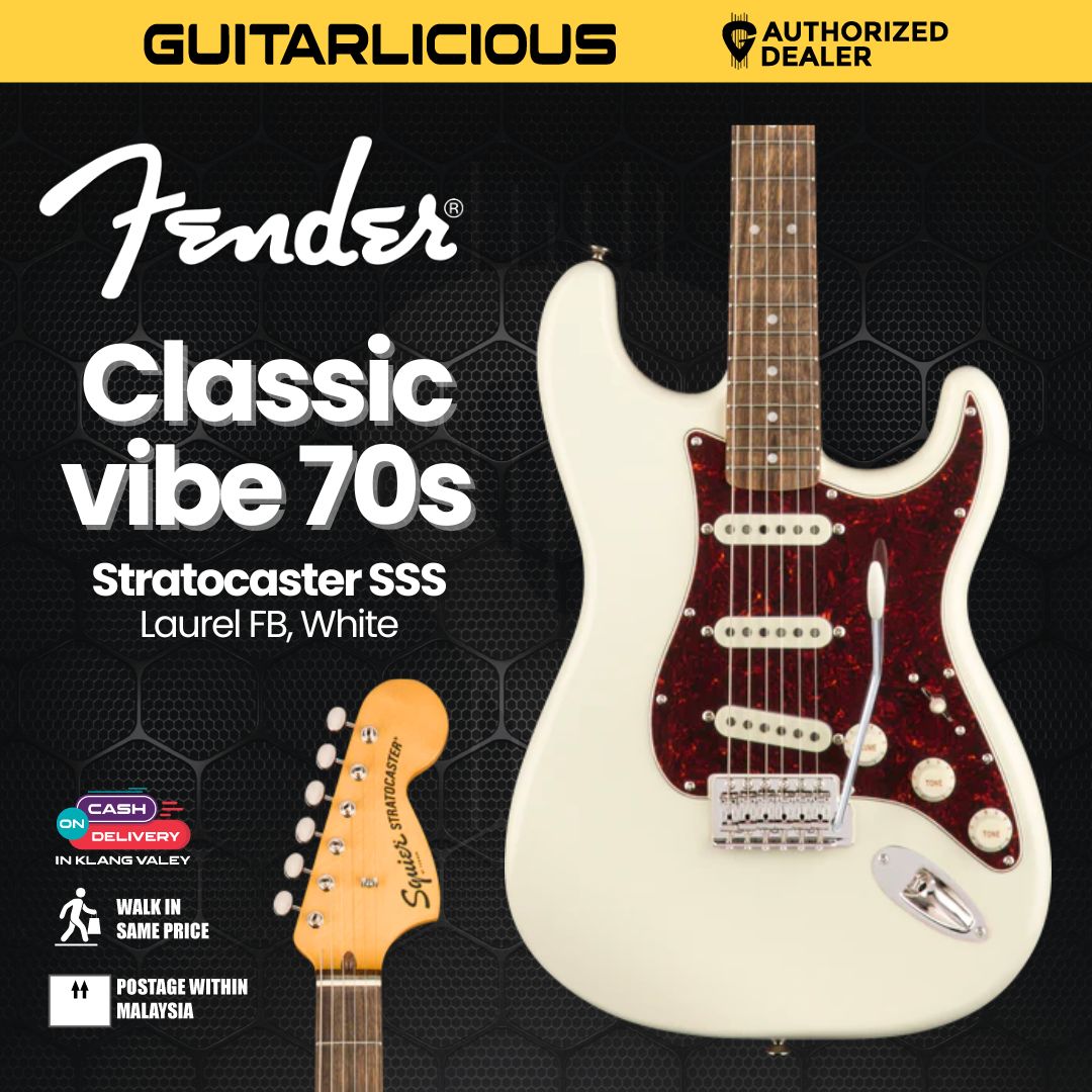 Squier Classic Vibe 70s Strat SSS Electric Guitar, Olympic White