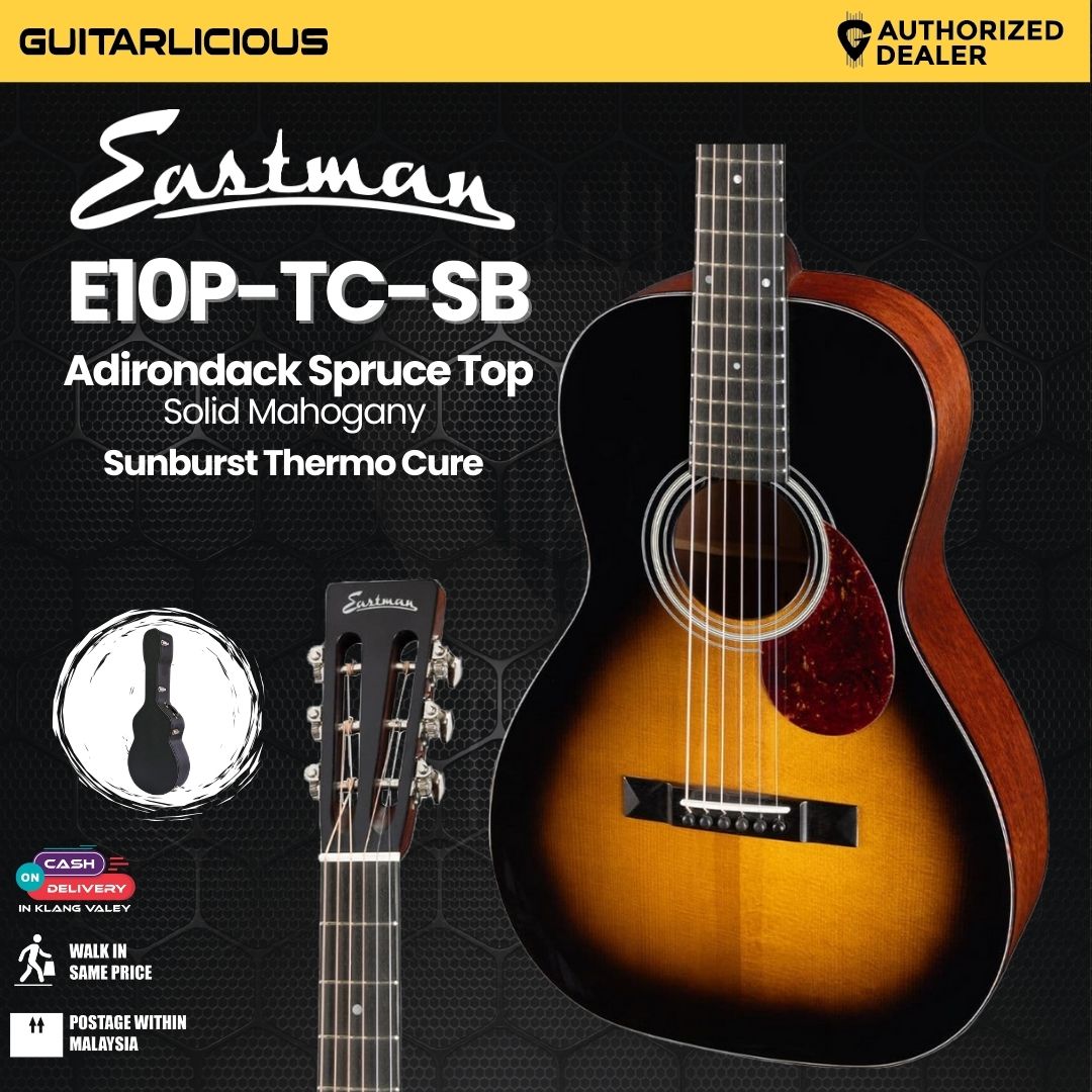 Eastman E10P-TC Wider Neck Solid Adirondack Spruce Top & Solid Mahogany Back and Sides - Sunburst