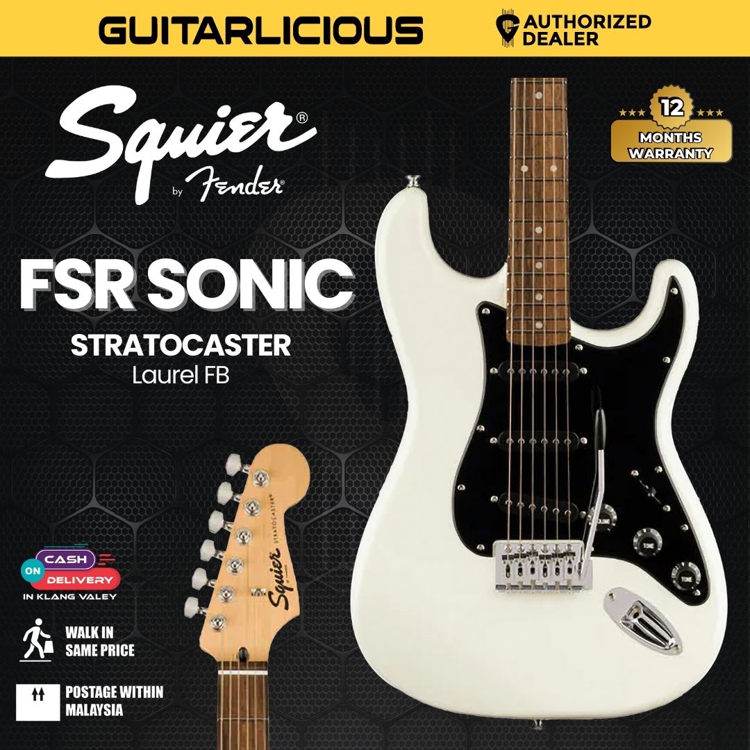 Squier FSR Sonic Stratocaster Electric Guitar w/Black Pickguard