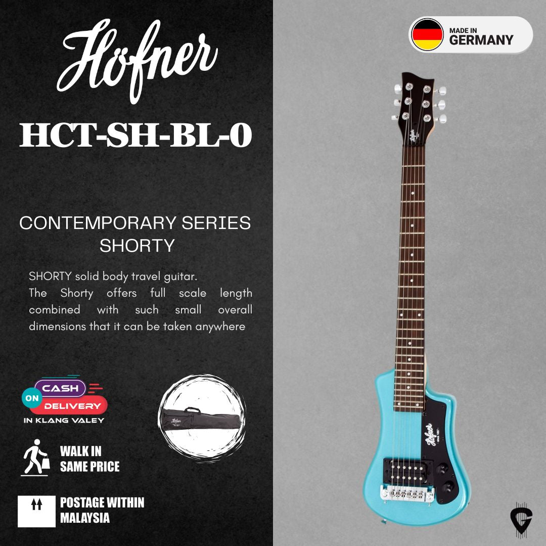 Höfner HCT-SH-BL-O Shorty Travel Guitar - Blue Finish – GUITARLICIOUS
