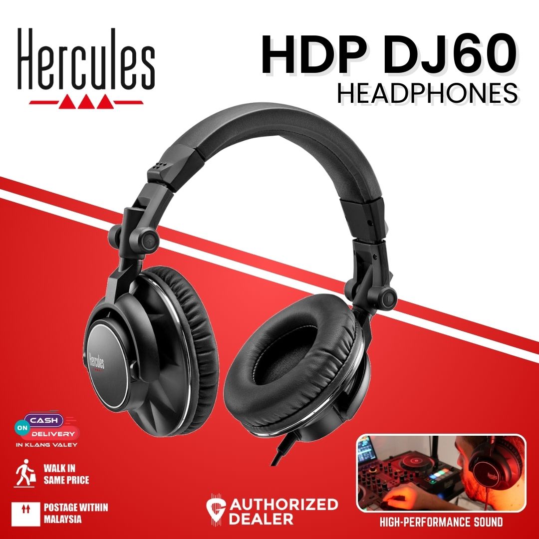 Hercules DJ HDP DJ60 Headphones with attached spiral cable