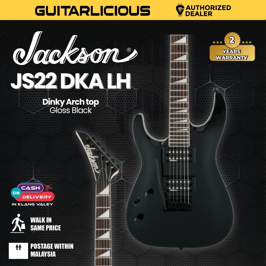 Jackson JS Series Dinky Archtop JS22 DKA Left-Handed Electric Guitar, Amaranth FB, Gloss Black