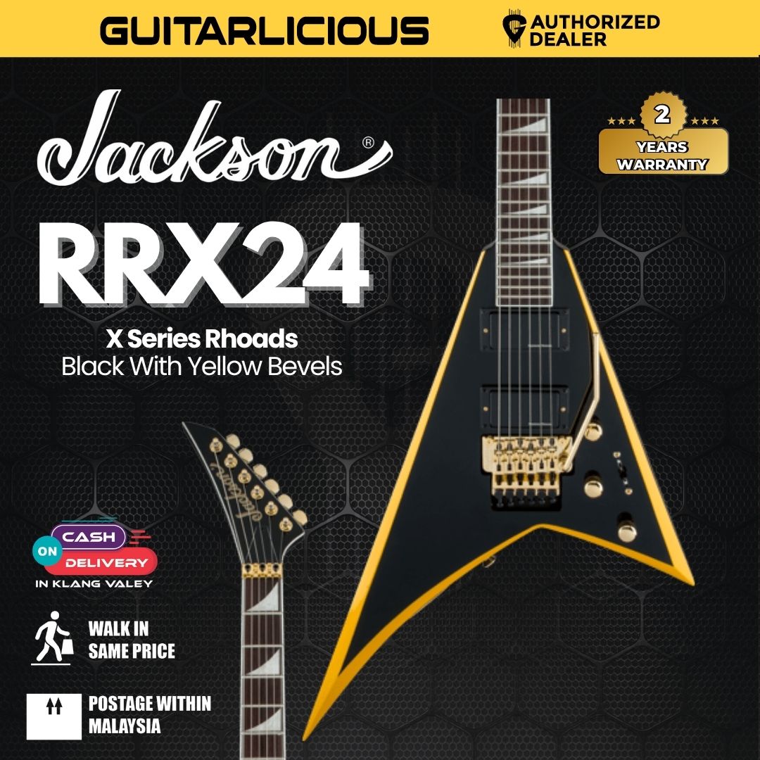 Jackson X Series Rhoads RRX24 Electric Guitar, Black with Yellow
