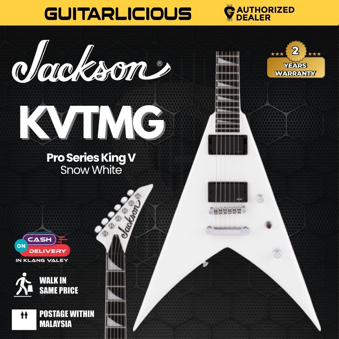 Jackson Pro Series King V KVTMG Electric Guitar, Ebony FB, Snow