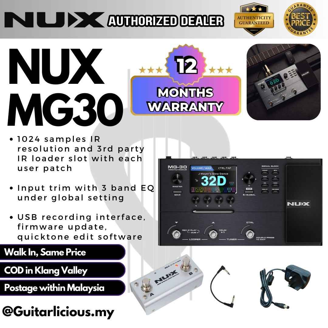NUX MG-30 Multi Effects with Footswitch – GUITARLICIOUS Malaysia