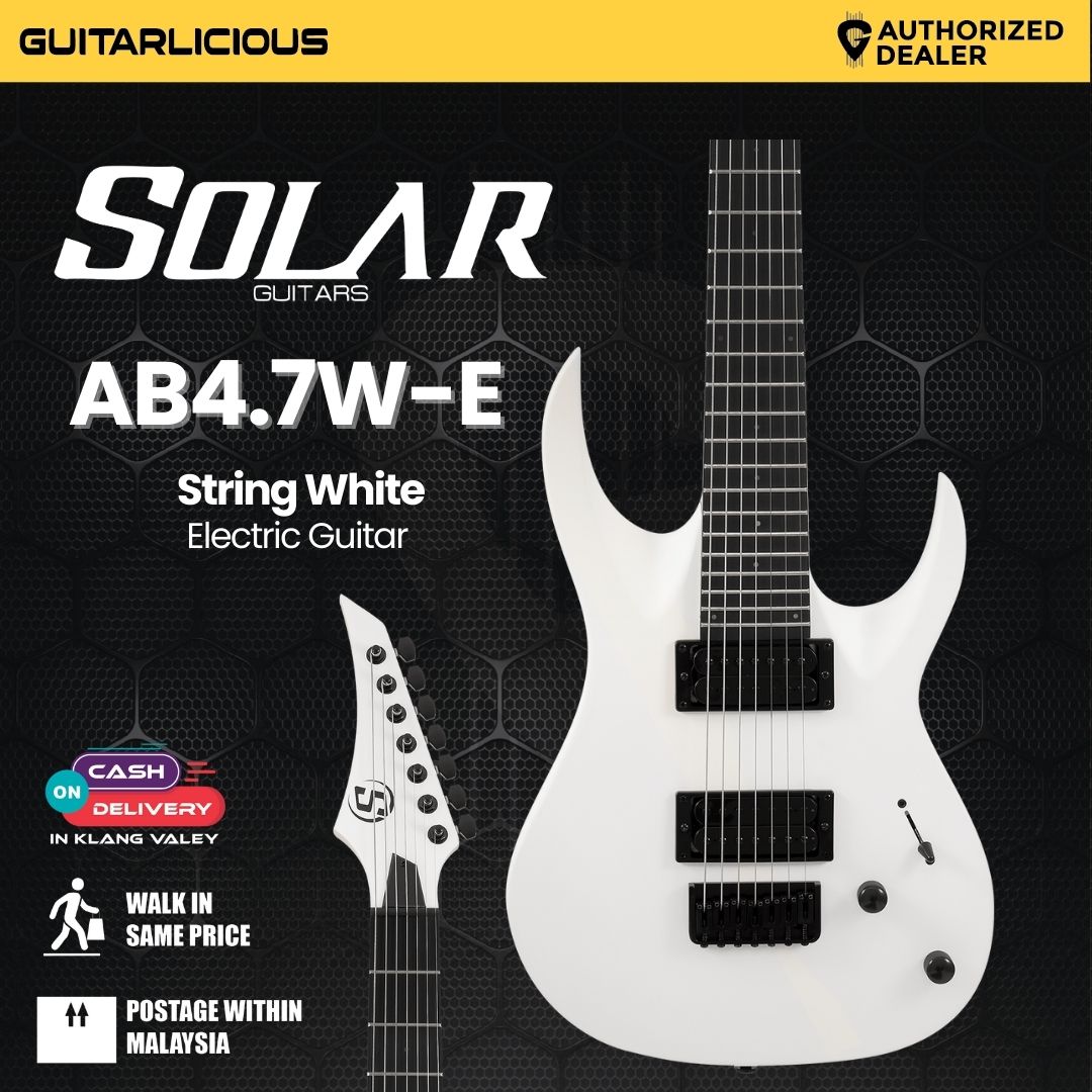 S by Solar AB7.4W 7 String White Electric Guitar – GUITARLICIOUS