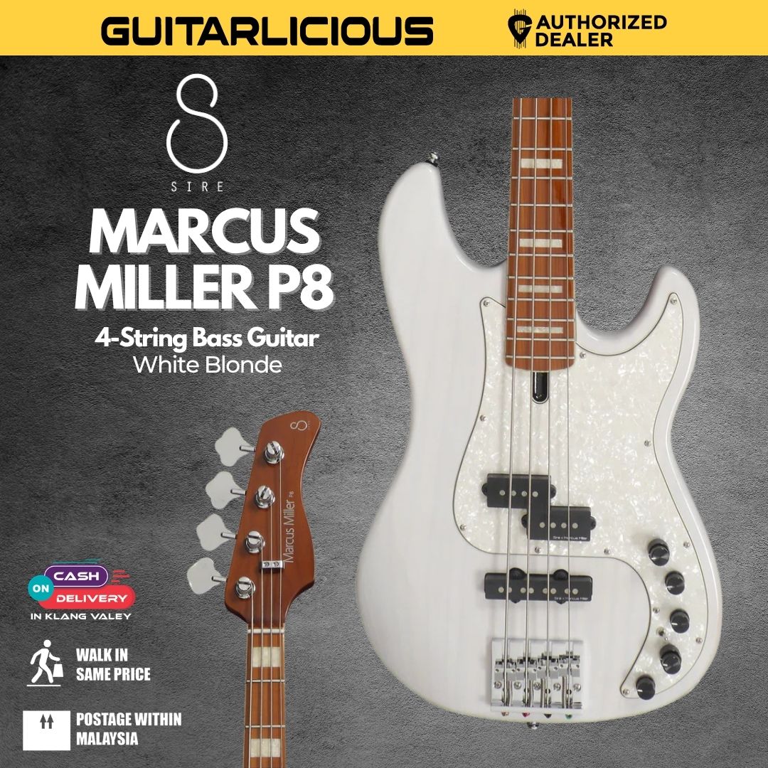 ベース Sire Marcus Miller P8-4 WB White Blonde Sire Marcus Miller P8 4-String Bass Guitar - White Blonde