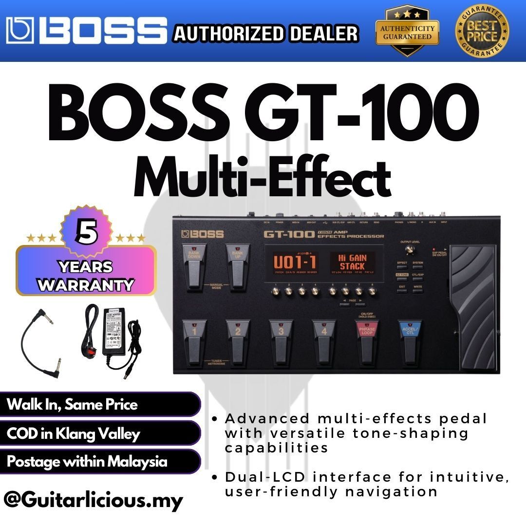 gt 100 pedal Boss GT-100 Guitar Multi-Effects Pedal ( GT100 / GT 100 / GT ) –  GUITARLICIOUS