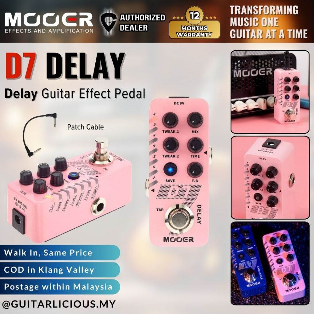 Mooer D7 Delay Pedal Guitar Effects Pedal Stompbox ( D-7 / D 7 )
