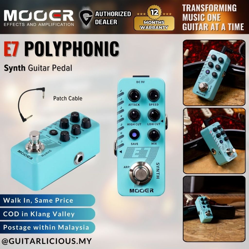 mooer synth pedal Mooer E7 Polyphonic Guitar Synth Pedal Stompbox ( E-7 / E7 / M702 ) –  GUITARLICIOUS