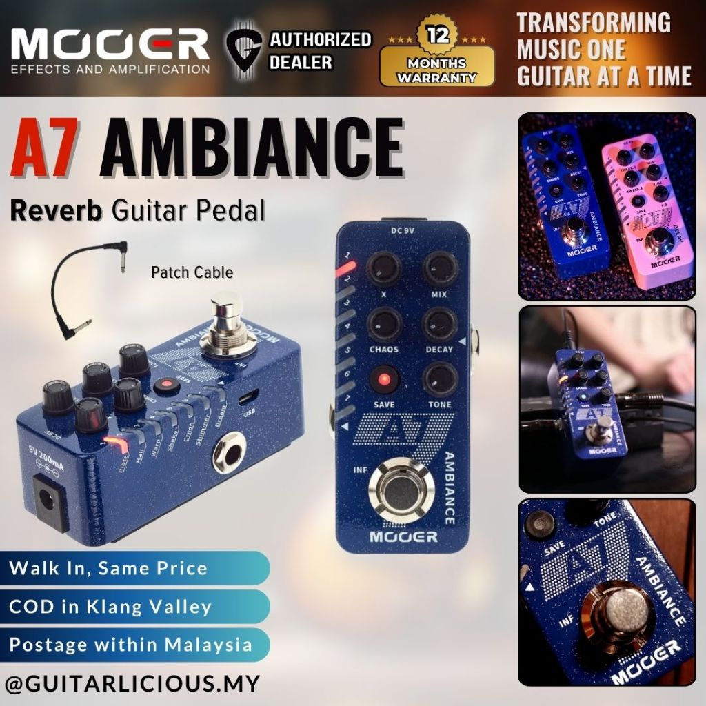 mooer reverb pedal Mooer A7 Ambiance Reverb Pedal Stompbox ( A-7 / A 7 ) – GUITARLICIOUS
