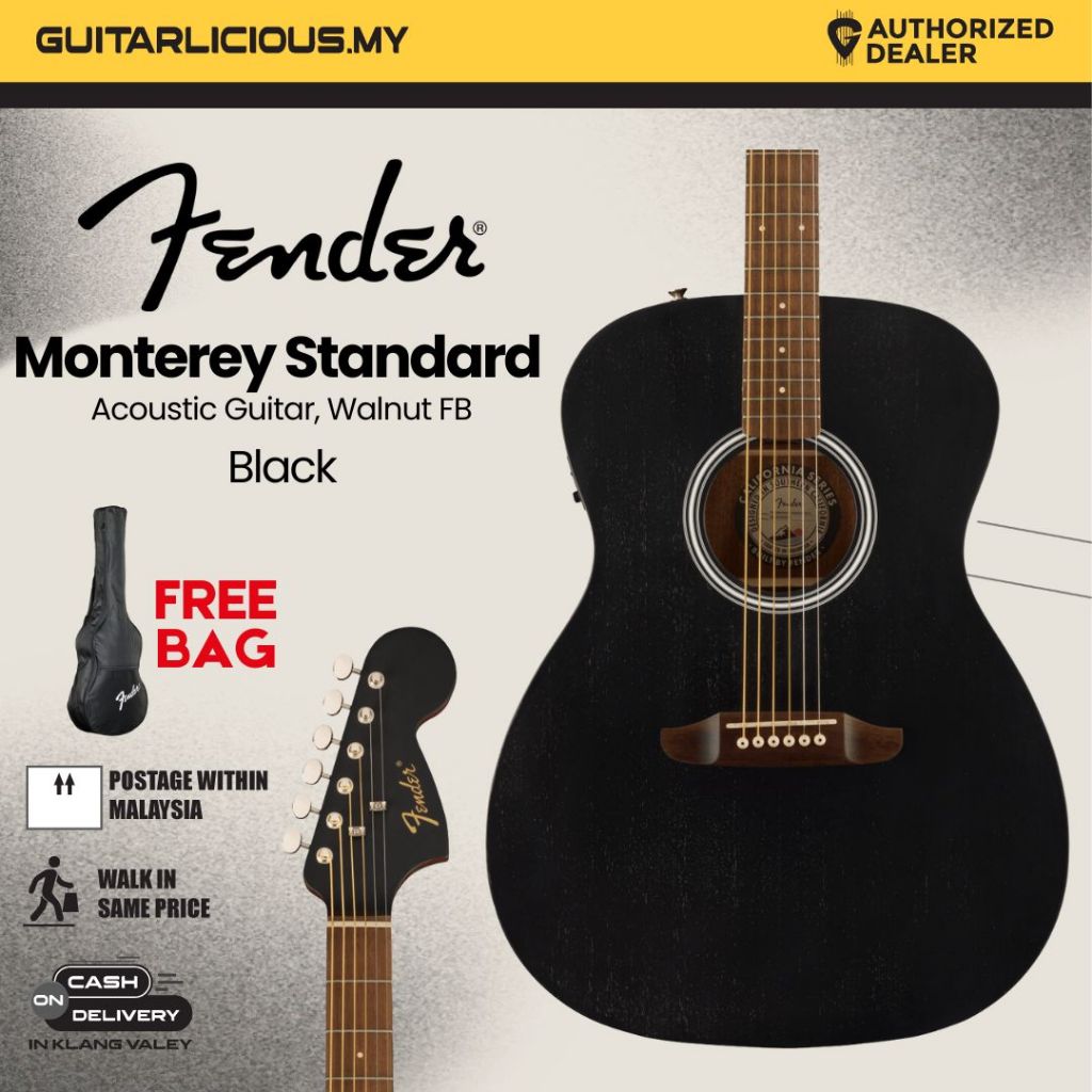 Fender Monterey Standard Acoustic Guitar, Walnut FB Black
