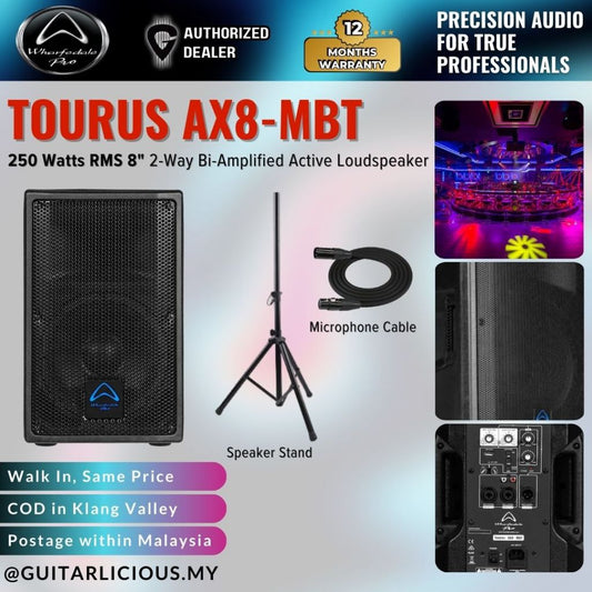 WHARFEDALE PRO TOURUS Series 250 Watts RMS 8" 2-Way Bi-Amplified Active Loudspeaker With Stand Speaker (Tourus-AX8-MBT)