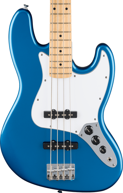 Fender Standard Jazz Bass Guitar w/White Pickguard, Maple FB, Aqua Marine Metallic