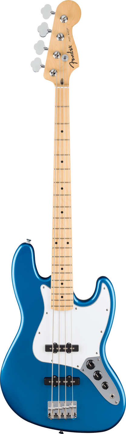 Fender Standard Jazz Bass Guitar w/White Pickguard, Maple FB, Aqua Marine Metallic