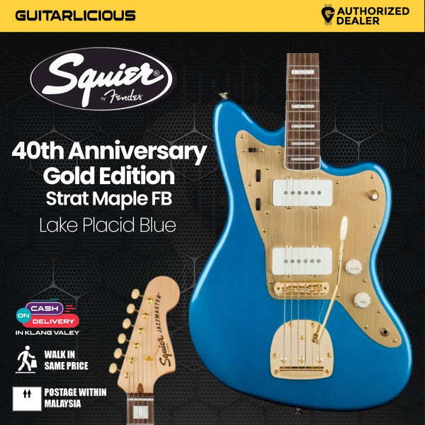 Squier 40th Anniversary Gold Edition Jazzmaster Electric Guitar, Lake Placid Blue - Website Clearance