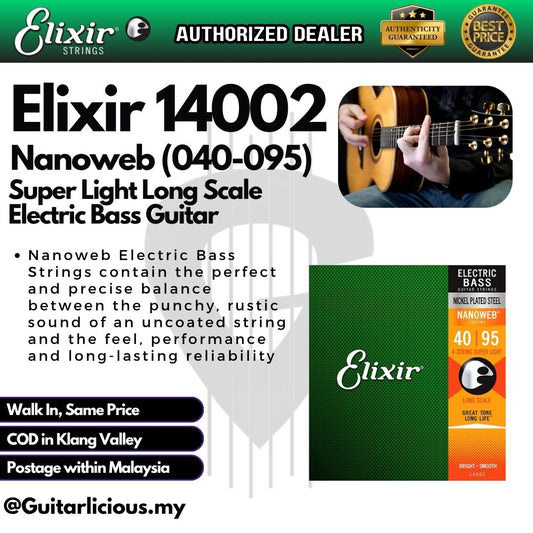 Elixir 14002 Nanoweb Super Light Long Scale Electric Bass Strings 040-095 - ( 040-095 )