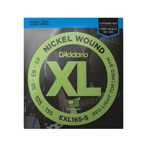 D'Addario EXL165-5 Regular Light Top/ Medium Bottom Nickel Wound 5-string Long Scale Bass - 045-.135( 045-.135)