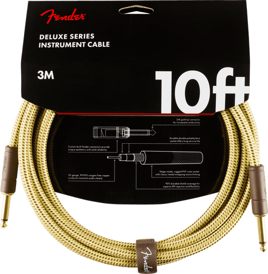 Fender Deluxe Series Instrument Cable, 10ft, Tweed