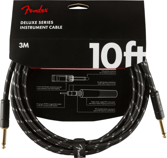 Fender Deluxe Series Instrument Cable, 10ft,  Black Tweed