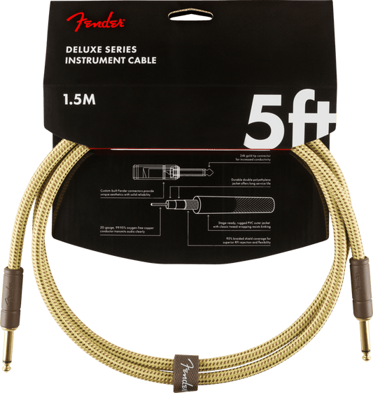 Fender Deluxe Series Instrument Cable, 5ft, Tweed
