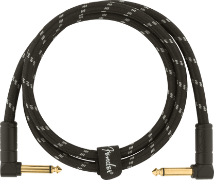 Fender Deluxe Series Angled Instrument Cable, 3ft, Black Tweed