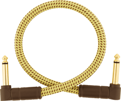 Fender Deluxe Series Angled Instrument Cable, 1ft, Tweed