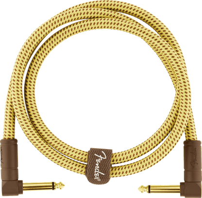 Fender Deluxe Series Angled Instrument Cable, 3ft, Tweed